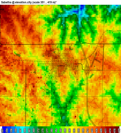 Sabetha elevation map