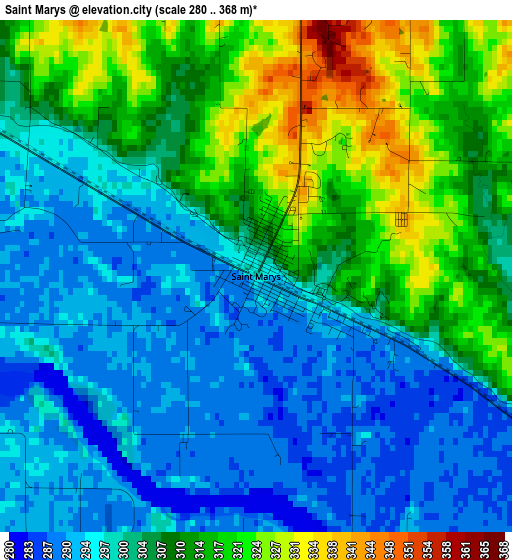 Saint Marys elevation map