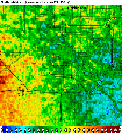 South Hutchinson elevation map