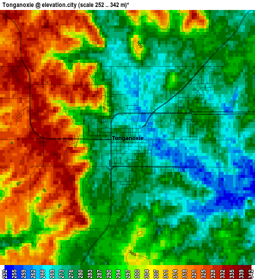 Tonganoxie elevation map