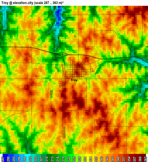 Troy elevation map