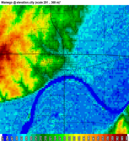 Wamego elevation map