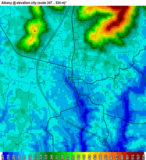 Albany elevation map