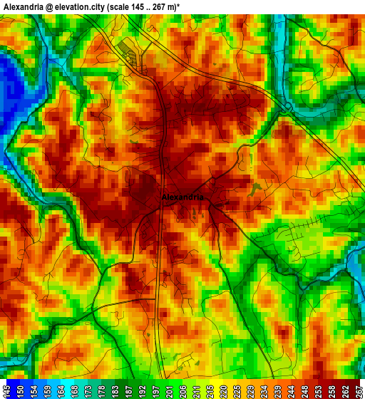 Alexandria elevation map