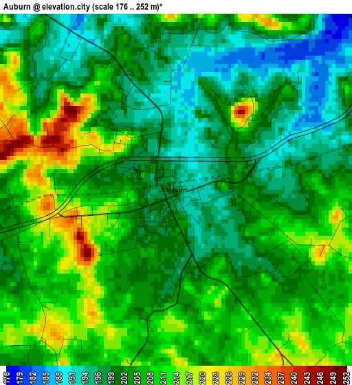 Auburn elevation map