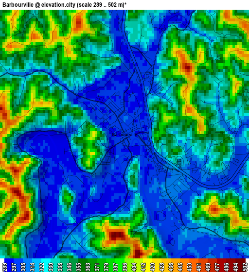 Barbourville elevation map