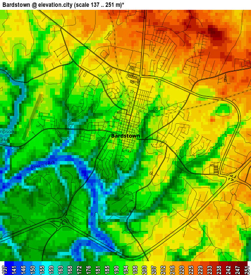 Bardstown elevation map