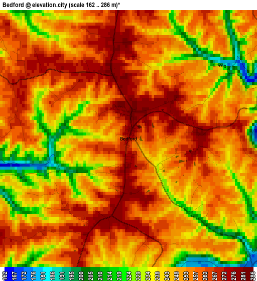 Bedford elevation map