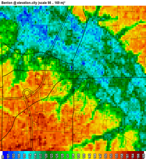 Benton elevation map