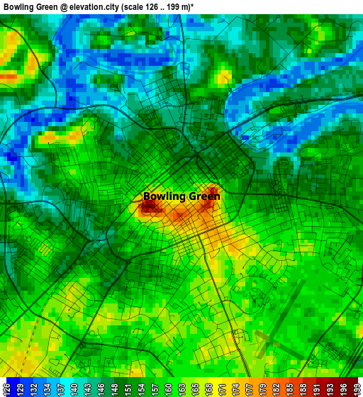 Bowling Green elevation map