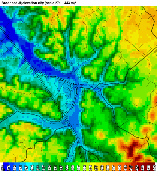 Brodhead elevation map