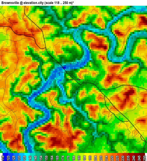 Brownsville elevation map