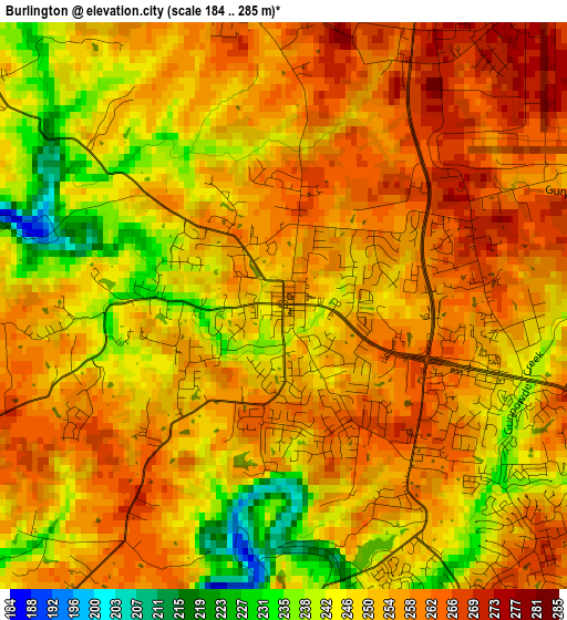 Burlington elevation map