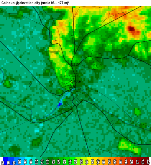 Calhoun elevation map