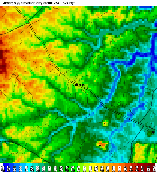 Camargo elevation map