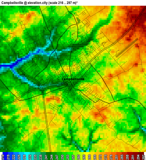 Campbellsville elevation map