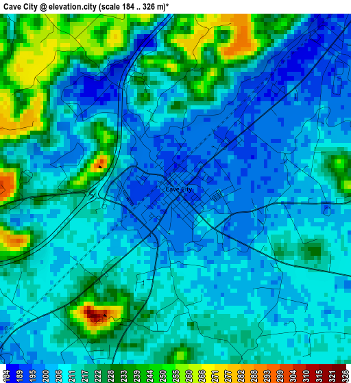 Cave City elevation map