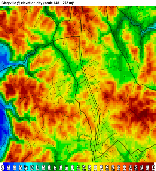 Claryville elevation map