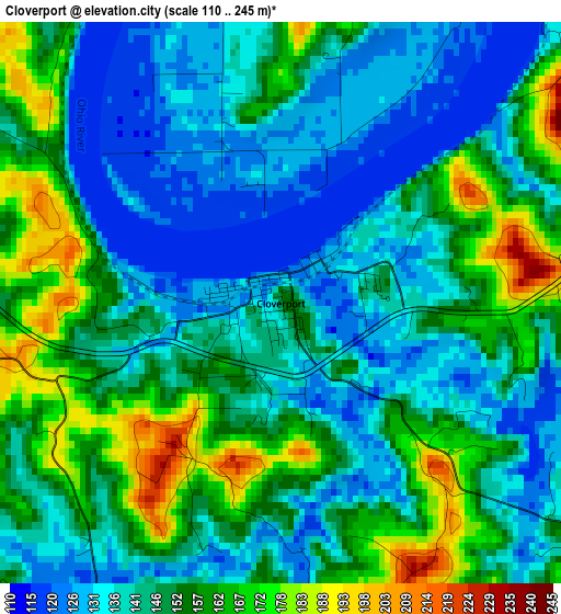 Cloverport elevation map