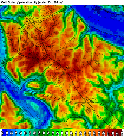 Cold Spring elevation map