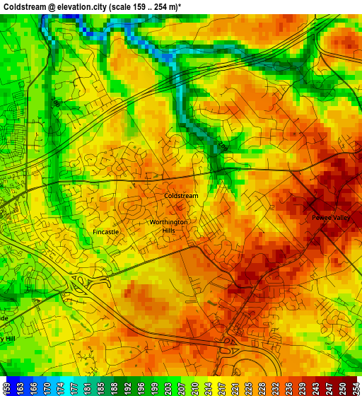 Coldstream elevation map