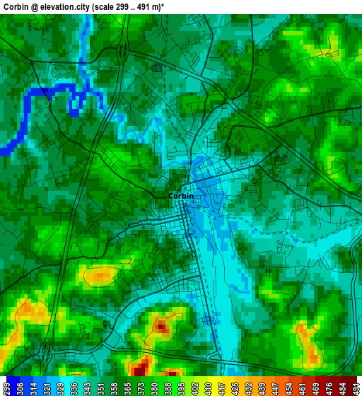 Corbin elevation map