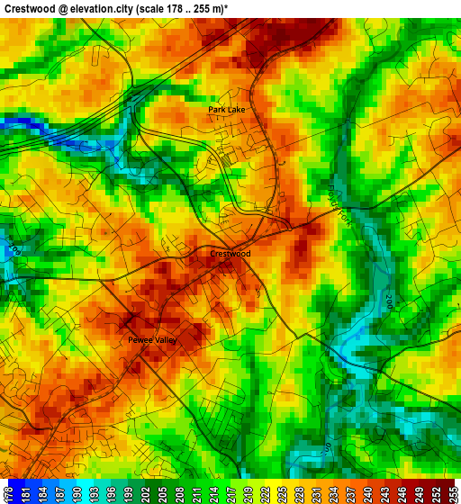 Crestwood elevation map