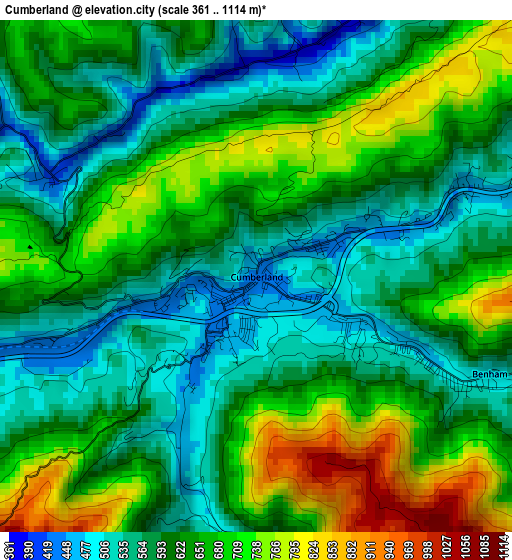 Cumberland elevation map