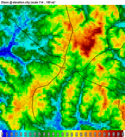 Dixon elevation map