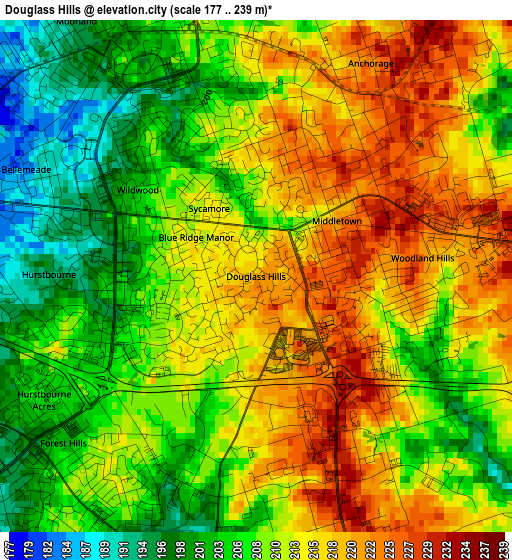 Douglass Hills elevation map