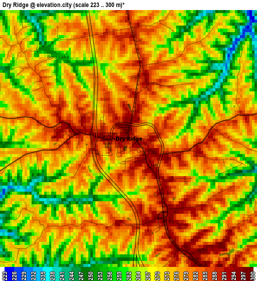 Dry Ridge elevation map