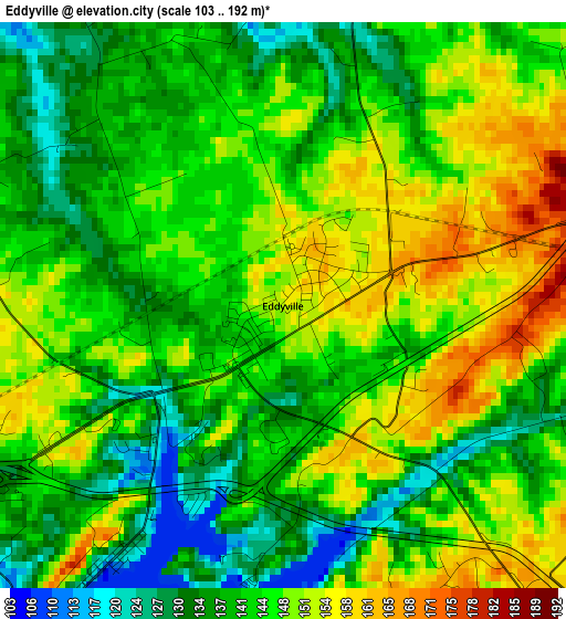 Eddyville elevation map