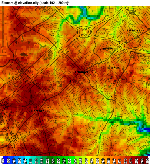 Elsmere elevation map