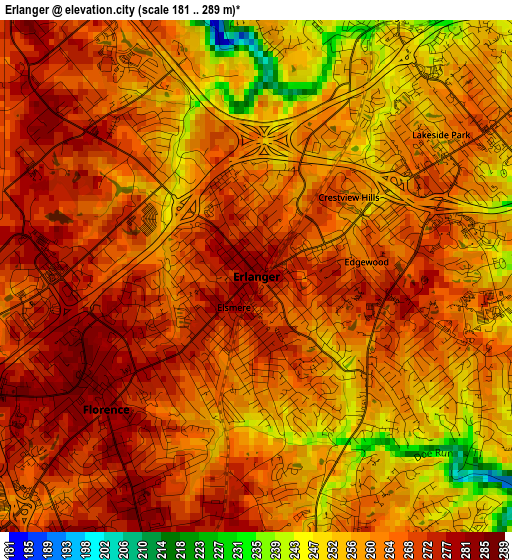 Erlanger elevation map