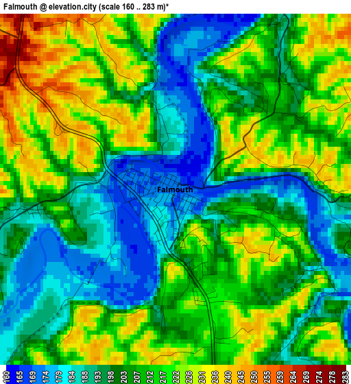 Falmouth elevation map