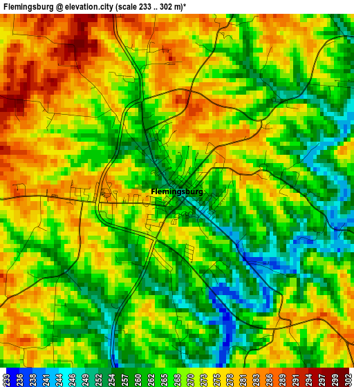 Flemingsburg elevation map