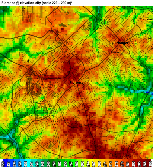 Florence elevation map