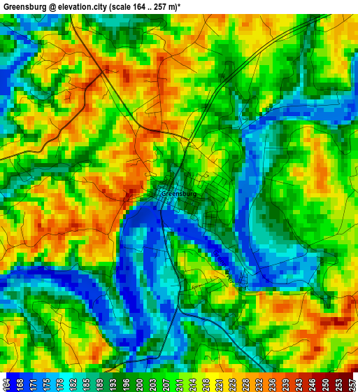 Greensburg elevation map