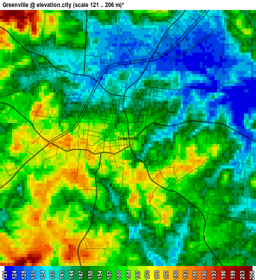 Greenville elevation map