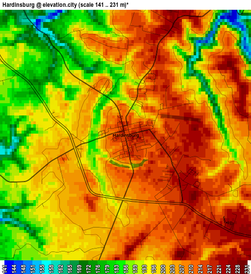 Hardinsburg elevation map