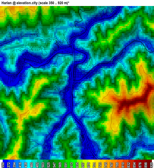 Harlan elevation map