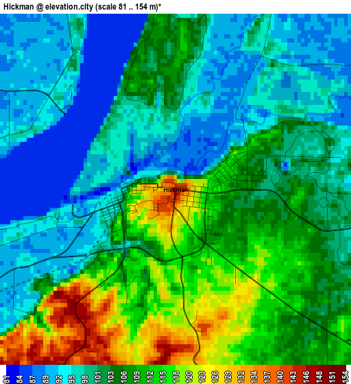 Hickman elevation map