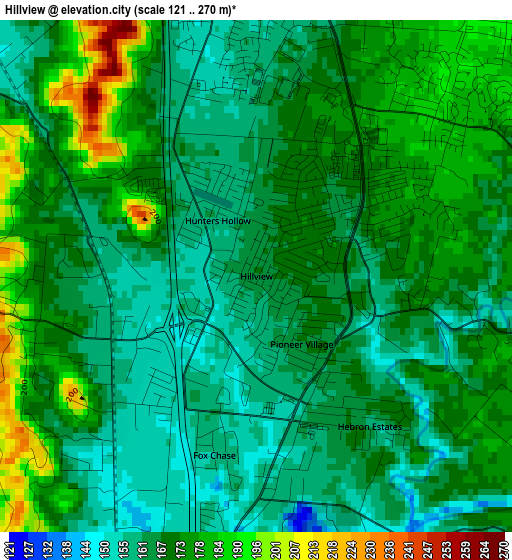 Hillview elevation map