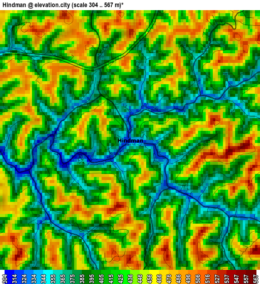 Hindman elevation map