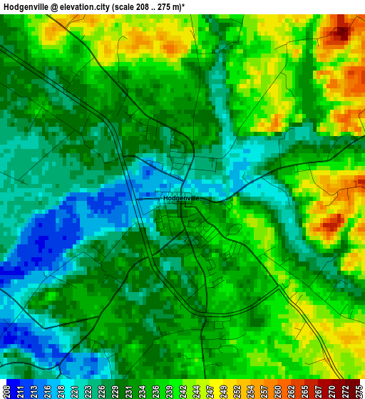 Hodgenville elevation map