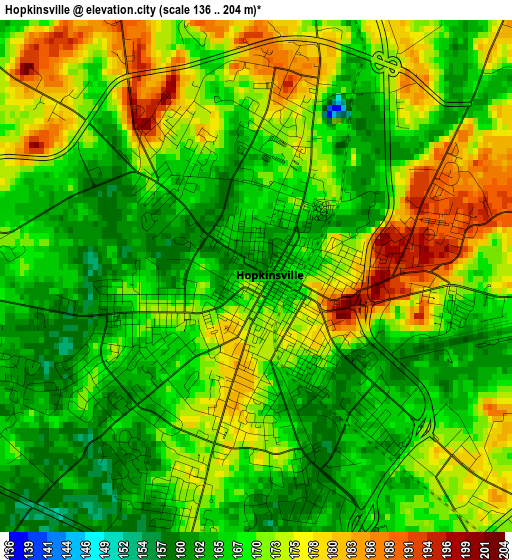 Hopkinsville elevation map