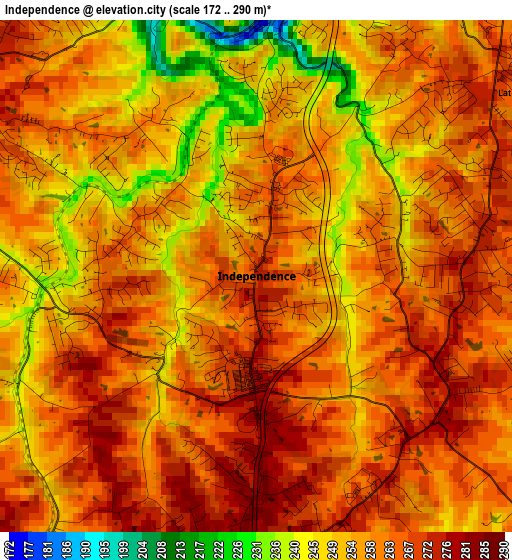 Independence elevation map