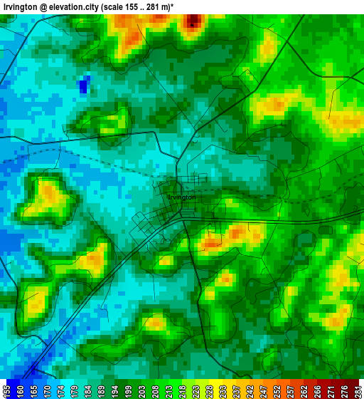 Irvington elevation map