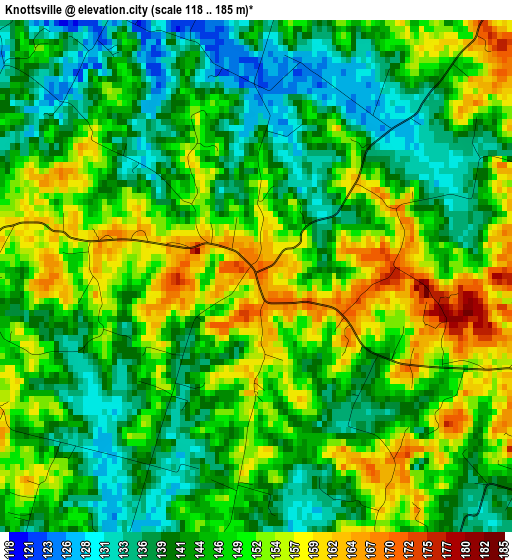 Knottsville elevation map