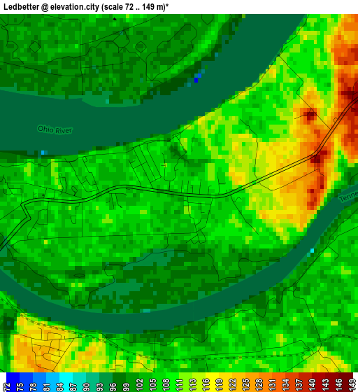 Ledbetter elevation map